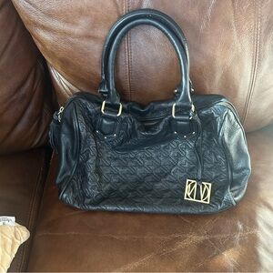 Black Designer Leather VN Handbag